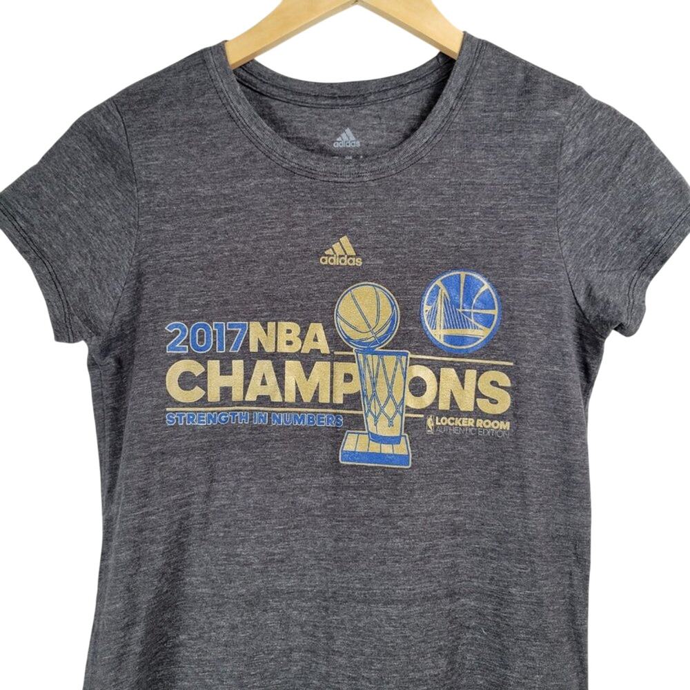 Adidas Womens Gray 2017 NBA Champions Golden State Warriors T Shirt Medium - Picture 3 of 5